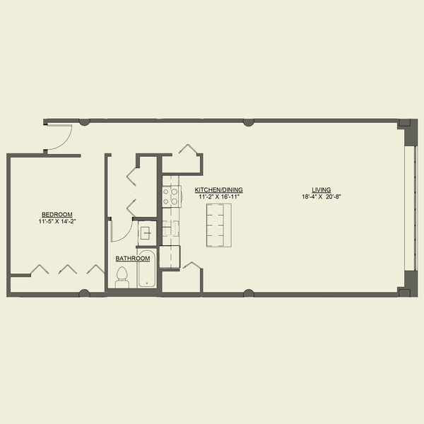 Alcove floor plan a Cobbler Square Lofts