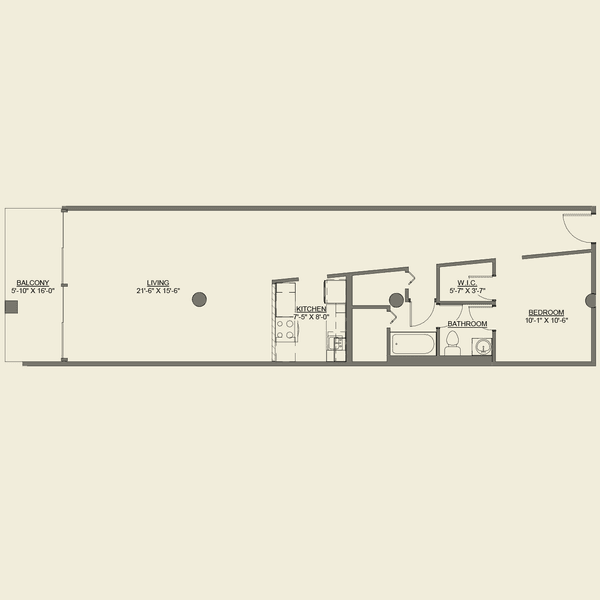 A 3D image of a house layout with a kitchen, living room, and dining area.,A floor plan of a small apartment with one bedroom and one bathroom.