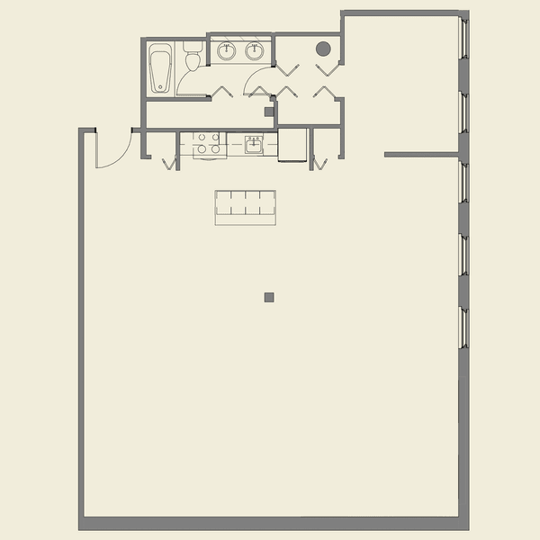 Studio floor plan a Cobbler Square Lofts